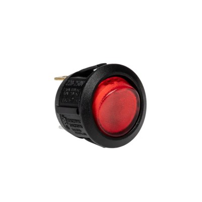 Arcolectric (Bulgin) Ltd Illuminated SPST On-Off Red Round Actuator Rocker Switch Panel IP66 R13112BNAA