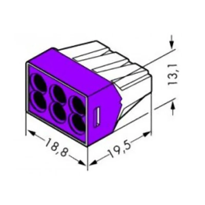 WAGO 773 PUSH WIRE Series Junction Box Connector 6-Way 24A Push-in 773-106