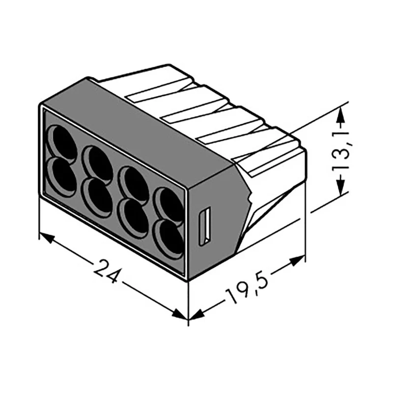 Wago 773 Series Push Wire Junction Box Connector 8-Way 24A 400V Push-in Termination 773-108