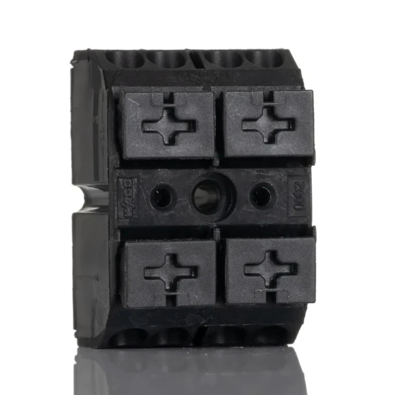 WAGO Terminal Strip 2-Way 32A Cage Clamp for 12AWG, 20AWG Wire, 500V Polyamide Insulated Black 862-552
