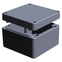 RS PRO Grey Lid Aluminium Enclosure, IP66, IK09, 81 mm x 122 mm x 122 mm IP66