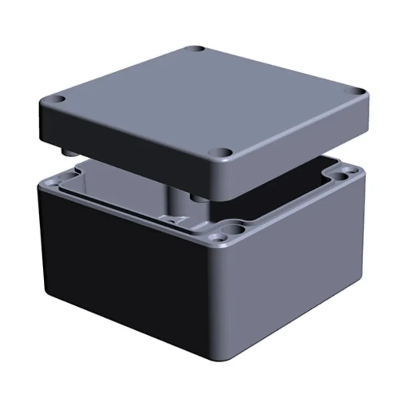 RS PRO Grey Lid Aluminium Enclosure, IP66, IK09, 81 mm x 122 mm x 122 mm IP66