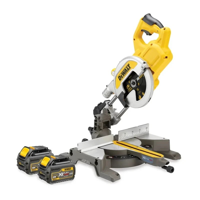DeWALT FLEXVOLT 54V 6Ah Cordless Mitre Saw 216 mm Blade Diameter 6300 RPM Brushed Motor DCS777T2-GB