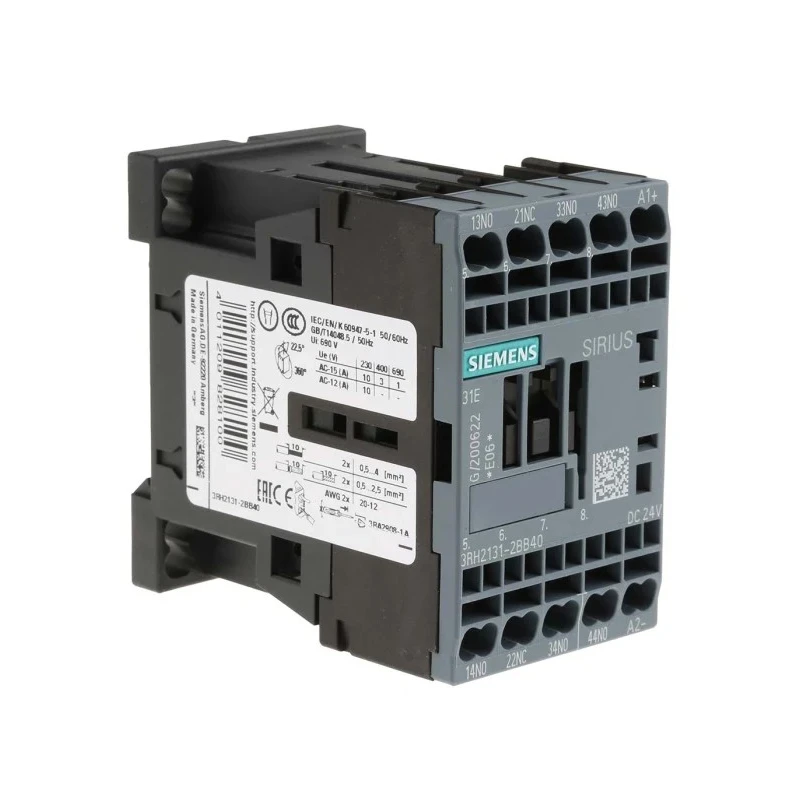 Siemens 3RH2 Contactor Relay, 24V DC Coil, 10 A Contact Current, 3 NO/1 NC, 690V AC 3RH2131-2BB40