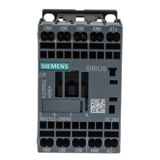 Siemens Contactor Relay 0.8V dc 1.1V dc Coil 10A 24V dc 2 NO/2 NC 690V ac 3RH2122-2BB40
