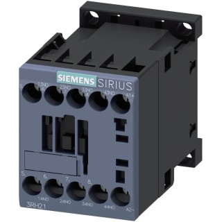 Siemens 3RH2 Contactor Relay with 24V DC Coil Voltage, 10A Contact Current, 4 NO Auxiliary Contacts, DIN Rail 3RH2140-1JB40