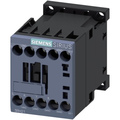 Siemens 3RH2 Contactor Relay with 24V DC Coil Voltage, 10A Contact Current, 4 NO Auxiliary Contacts, DIN Rail 3RH2140-1JB40