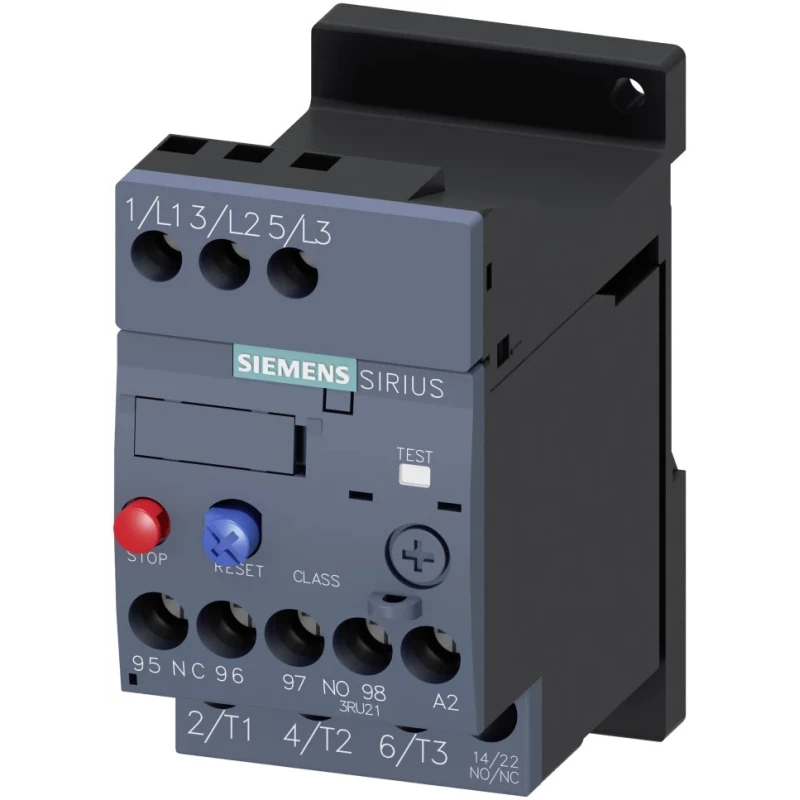 Siemens SIRIUS 3RU2 Thermal Overload Relay Stand Alone Mount 1 NO/1 NC 1.25A FLC 3A Contact Current 750W 690V AC 3RU2116-0KB1
