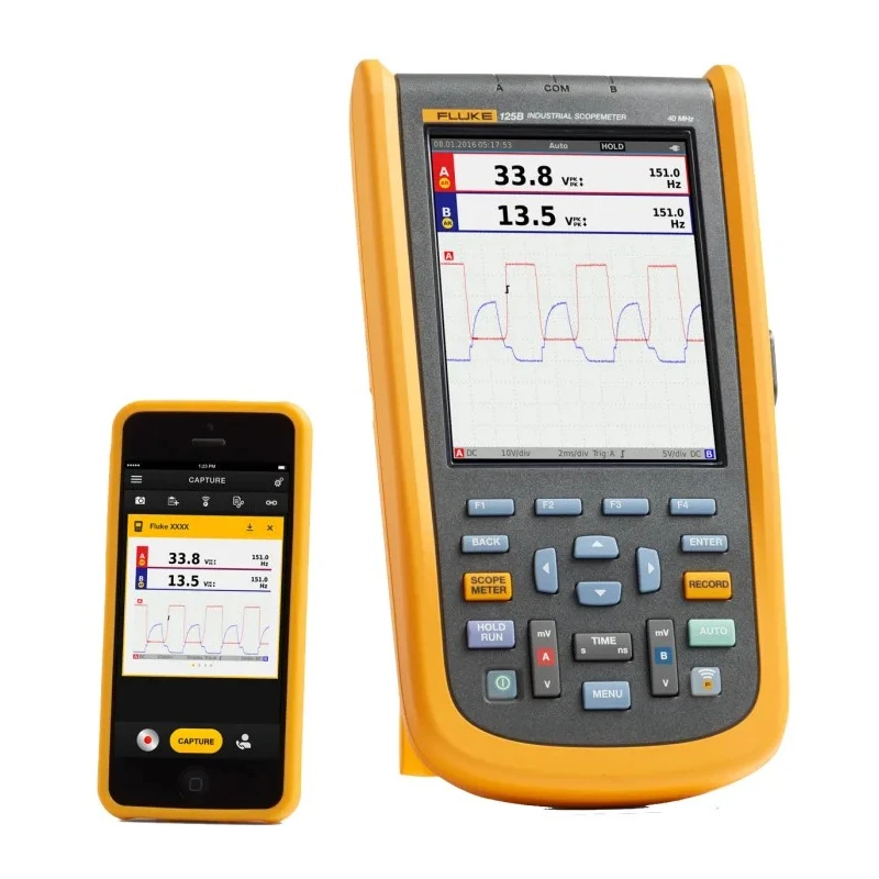 Fluke 40 MHz Bandwidth 2 Channel Digital Handheld Oscilloscope 5.7 in TFT Colour Display FLUKE-125B/UK/S