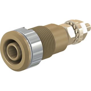 Staubli Brown Female Banana Socket 4 mm Connector, Solder Termination, 1kV, 32A, Gold Plating 23.3020-27