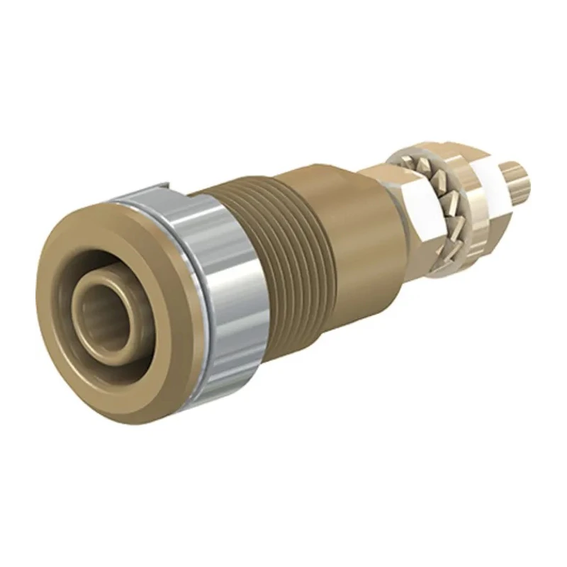 Staubli Brown Female Banana Socket 4 mm Connector, Solder Termination, 1kV, 32A, Gold Plating 23.3020-27