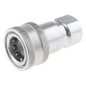 Parker Steel Hydraulic Quick Connect Coupling 1/2 in BSPP Thread, Nitrile Rubber Seal, Zinc Plated, -40 to +80°C H4-62-BSPP