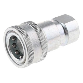 Parker Steel Hydraulic Quick Connect Coupling 1/2 in BSPP Thread, Nitrile Rubber Seal, Zinc Plated, -40 to +80°C H4-62-BSPP