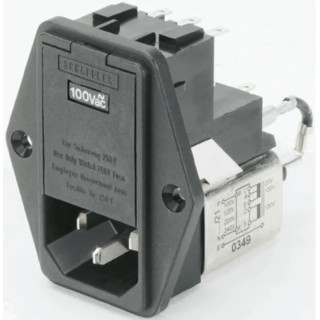 Schaffner 250V AC 6A Panel Mount IEC Filter Male 2 Fuse Solder FN378-6-21