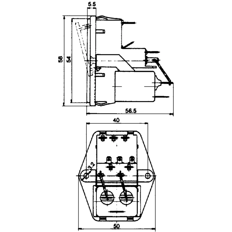 Schaffner 250V AC 6A Panel Mount IEC Filter Male 2 Fuse Solder FN378-6-21