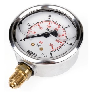 WIKA 63 mm Stainless Steel Type G Bottom Entry Pressure Gauge G 1/4 Connection 25 bar 9626918