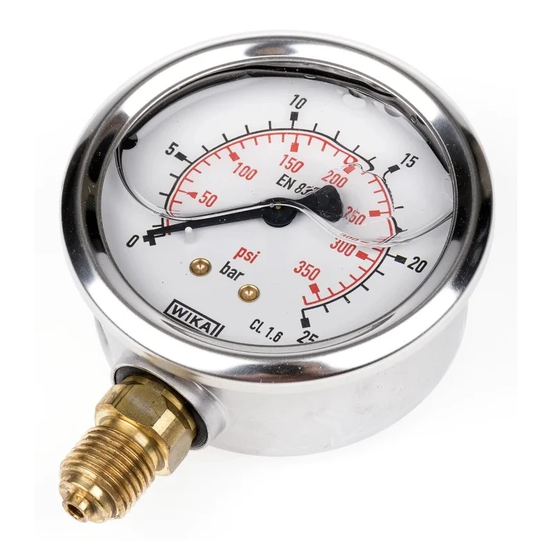 WIKA 63 mm Stainless Steel Type G Bottom Entry Pressure Gauge G 1/4 Connection 25 bar 9626918