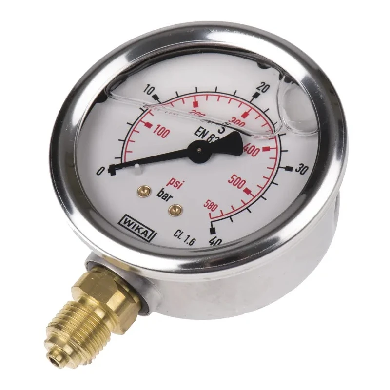 WIKA 63 mm G 1/4 Male Pressure Gauge 40 bar 213.53 Series Natural Finish Stainless Steel 9626926