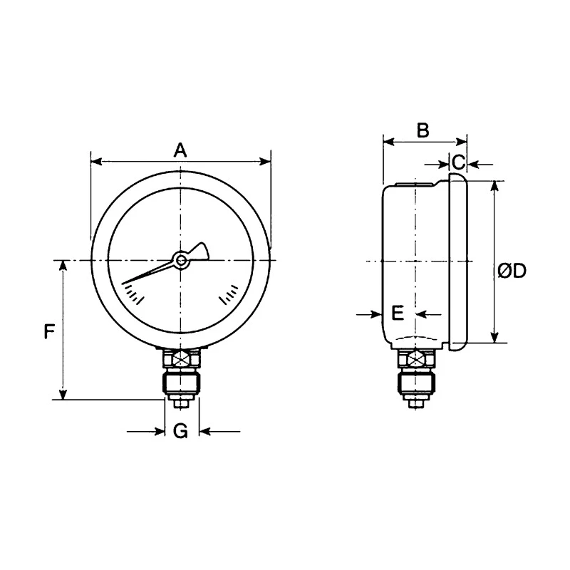 WIKA 63 mm G 1/4 Male Pressure Gauge 40 bar 213.53 Series Natural Finish Stainless Steel 9626926
