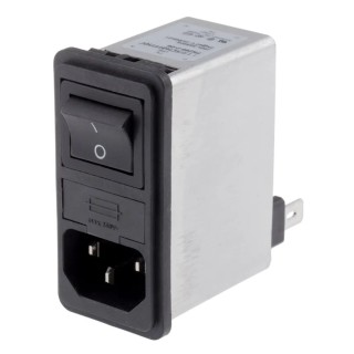 Schaffner 250V AC 2A Snap-in IEC Filter Male 2 Pole 2 Fuse Faston FN286-2-06