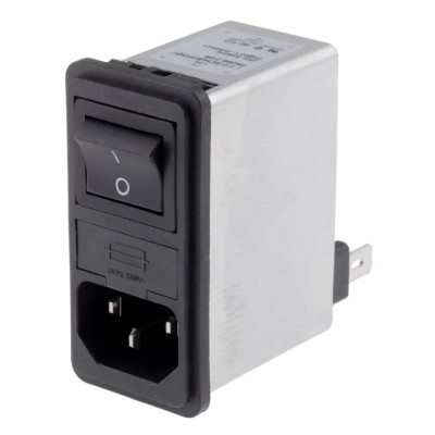 Schaffner 250V AC 2A Snap-in IEC Filter Male 2 Pole 2 Fuse Faston FN286-2-06