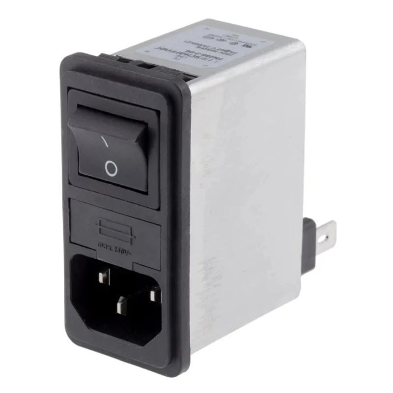 Schaffner 250V AC 2A Snap-in IEC Filter Male 2 Pole 2 Fuse Faston FN286-2-06