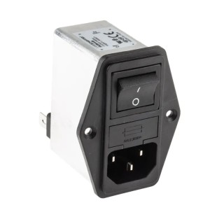 Schaffner 250V AC 6A Panel Mount IEC Filter Male 2 Pole 2 Fuse Faston FN284-6-06