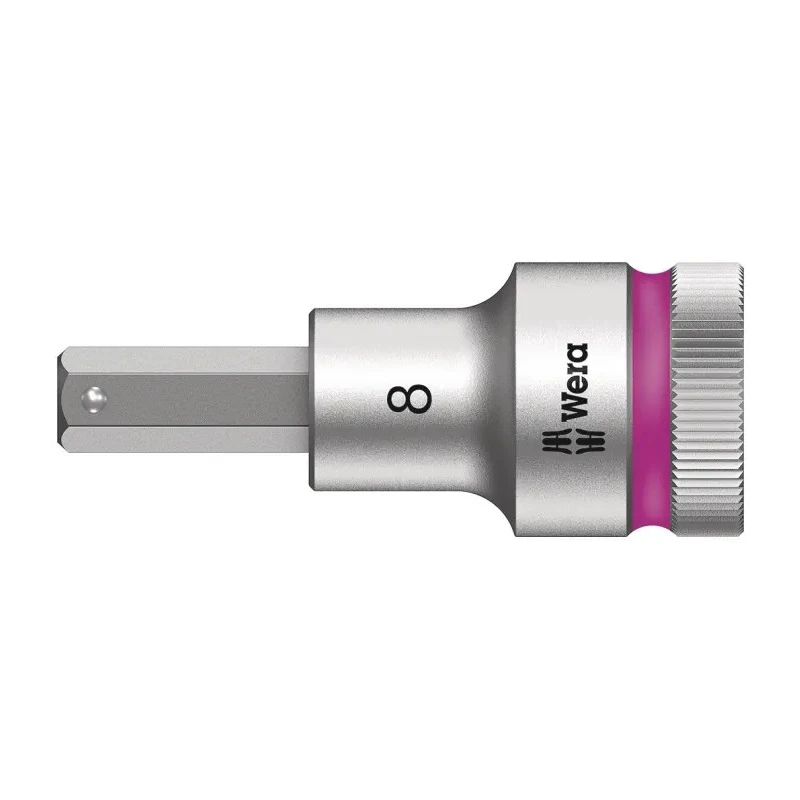 Wera 1/2 in Drive 8 mm Hexagon Socket Bit with Holding Function, Chrome Vanadium Steel, 21.5mm Overall Length 05003824001