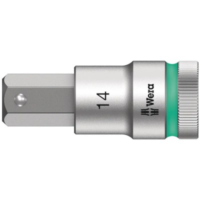 Wera Chrome Vanadium Steel 14 mm Hexagon Socket 1/2 in Drive, 23mm Overall Length 05003827001