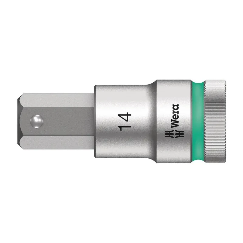 Wera Chrome Vanadium Steel 14 mm Hexagon Socket 1/2 in Drive, 23mm Overall Length 05003827001