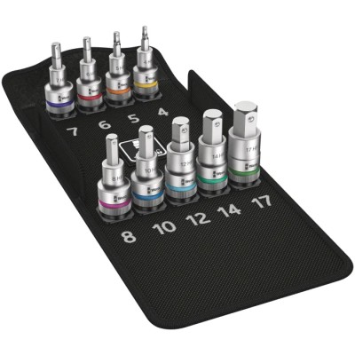 Wera 9-Piece 1/2 in Hexagon Socket Set, Chrome Molybdenum Steel, 60mm Length 05004201001