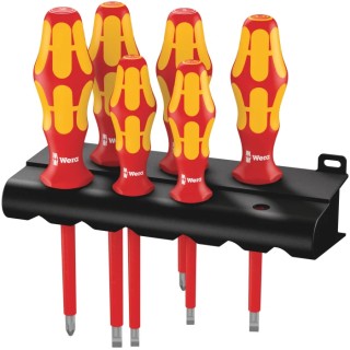 Wera Phillips Slotted Insulated Screwdriver Set, 6-Piece, VDE 1000 V, Kraftform Plus Series 100 05006145001