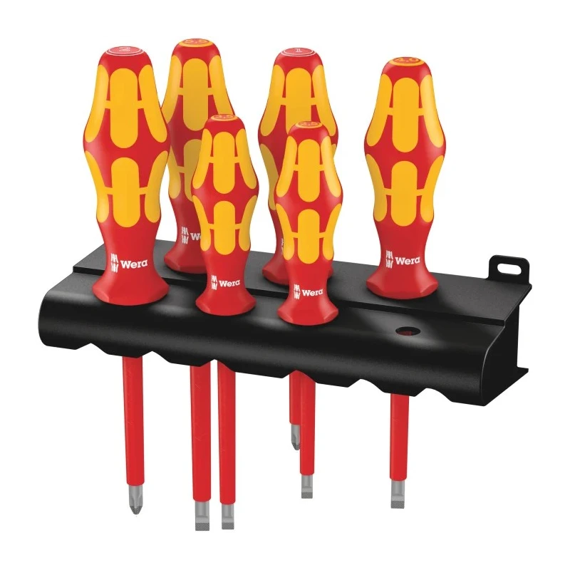 Wera Phillips Slotted Insulated Screwdriver Set, 6-Piece, VDE 1000 V, Kraftform Plus Series 100 05006145001