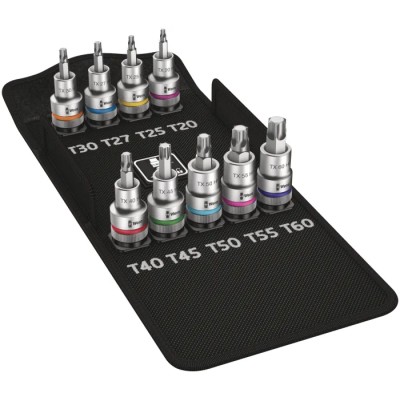 Wera 9-Piece 1/2 in Torx Socket Set Drive Size 1/2 in Square Drive 9 Pieces Overall Length 60mm 05004202001
