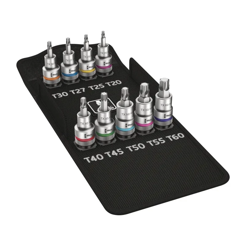 Wera 9-Piece 1/2 in Torx Socket Set Drive Size 1/2 in Square Drive 9 Pieces Overall Length 60mm 05004202001