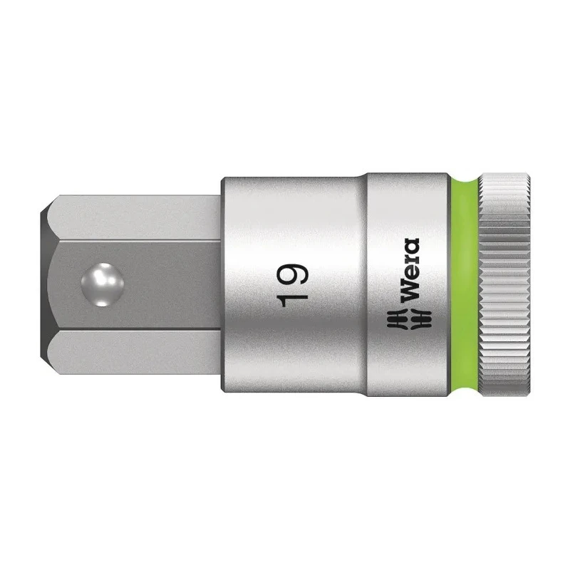 Wera 1/2 in Drive 19 mm Bit Hex Socket Chrome Vanadium Steel, 23mm Overall Length 05003829001