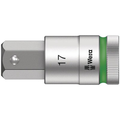 Wera 1/2 in Drive 17 mm Hexagon Hex Socket, Chrome Vanadium Steel, 23mm Overall Length 05003828001