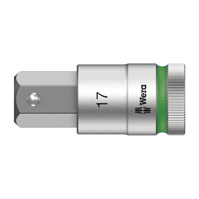 Wera 1/2 in Drive 17 mm Hexagon Hex Socket, Chrome Vanadium Steel, 23mm Overall Length 05003828001