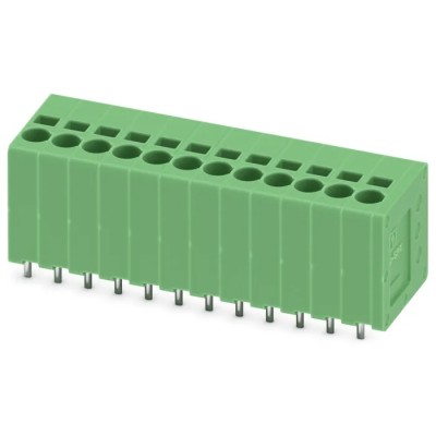 Phoenix Contact SPT 1.5/12-V-3.5 Series PCB Terminal Block, 12-Contact, 3.5 mm Pitch, 1 Row, Green, Polyamide 1990957