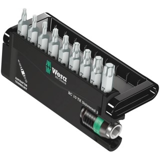 Wera Hex, Hex, Torx Screwdriver Bit Set, Universal 10 Pieces, 50mm Length, 1/4 inch Drive 05057115001