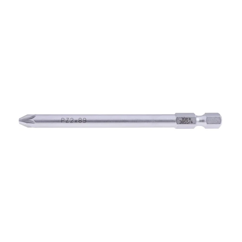 Wera Stainless Steel Screwdriver Bit PZ2 Tip, Hex Drive, 89 mm Overall Length 05071085001