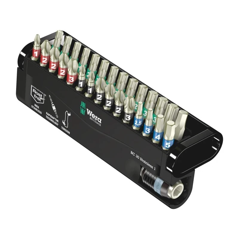Wera Hex, Torx, Pozidriv, Phillips, Hex Screwdriver Bit Set, 30 Pieces 05071109001