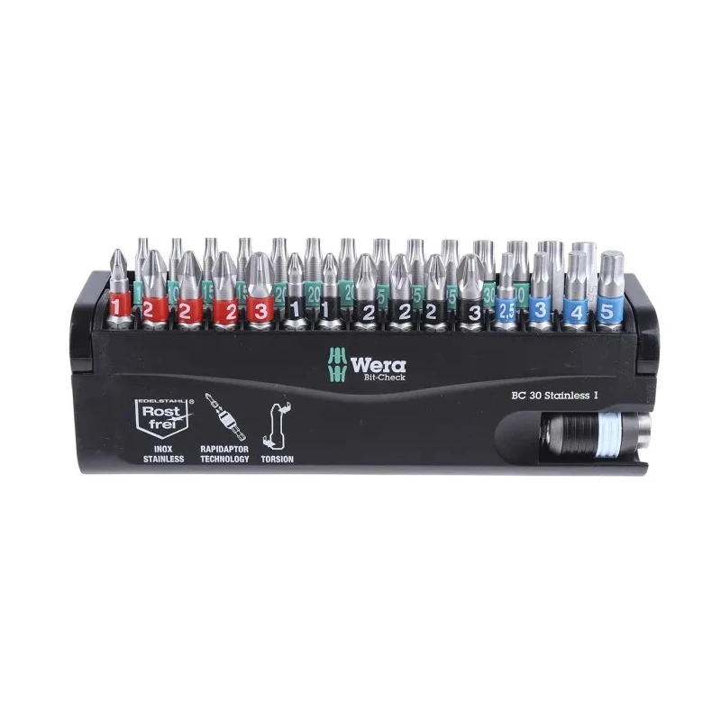 Wera Hex, Torx, Pozidriv, Phillips, Hex Screwdriver Bit Set, 30 Pieces 05071109001