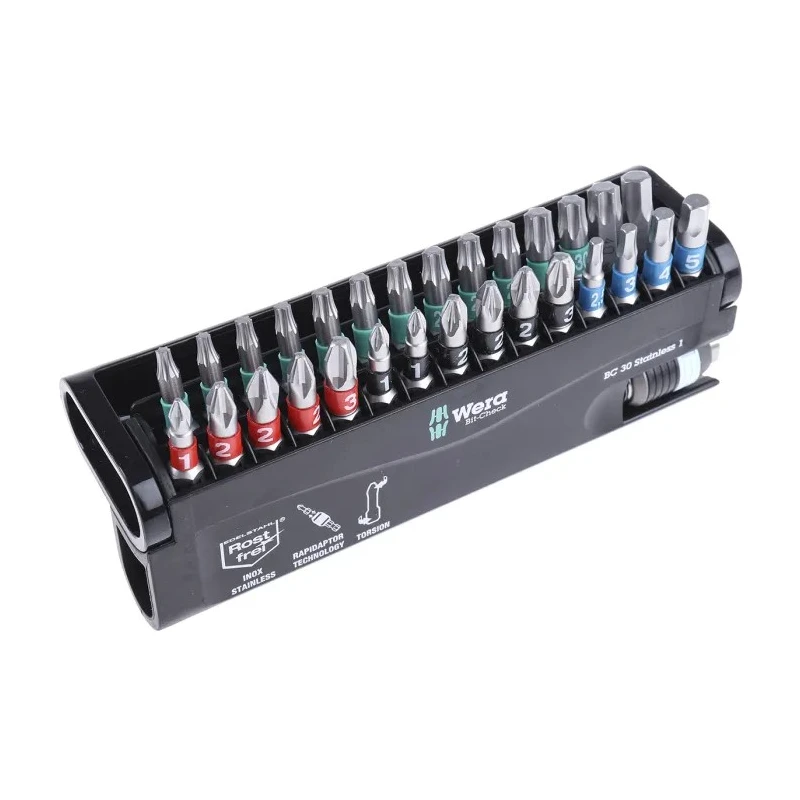 Wera Hex, Torx, Pozidriv, Phillips, Hex Screwdriver Bit Set, 30 Pieces 05071109001