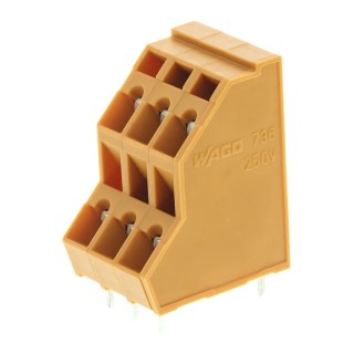 WAGO 736 Series PCB Terminal Block, 6-Contact, 5.08 mm Pitch, 2 Row, Polyamide Housing, 21A, 320V, Cage Clamp 736-303