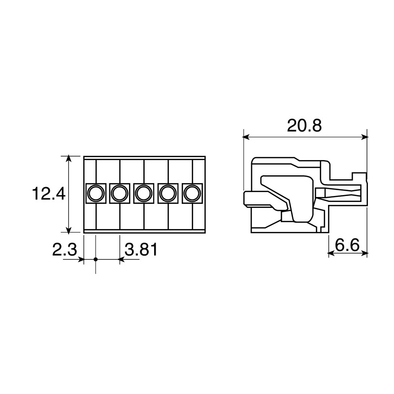 Phoenix Contact FK-MCP 1.5/6-ST-3.81 Series Pluggable Terminal Block 6-Contact 3.81 mm Pitch 1 Row 320V 8A Nylon 1851083