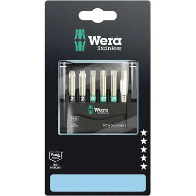 Wera Hex, Hex, Pozidriv, Torx Screwdriver Bit Set Stainless Steel 6 Pieces 05074790010