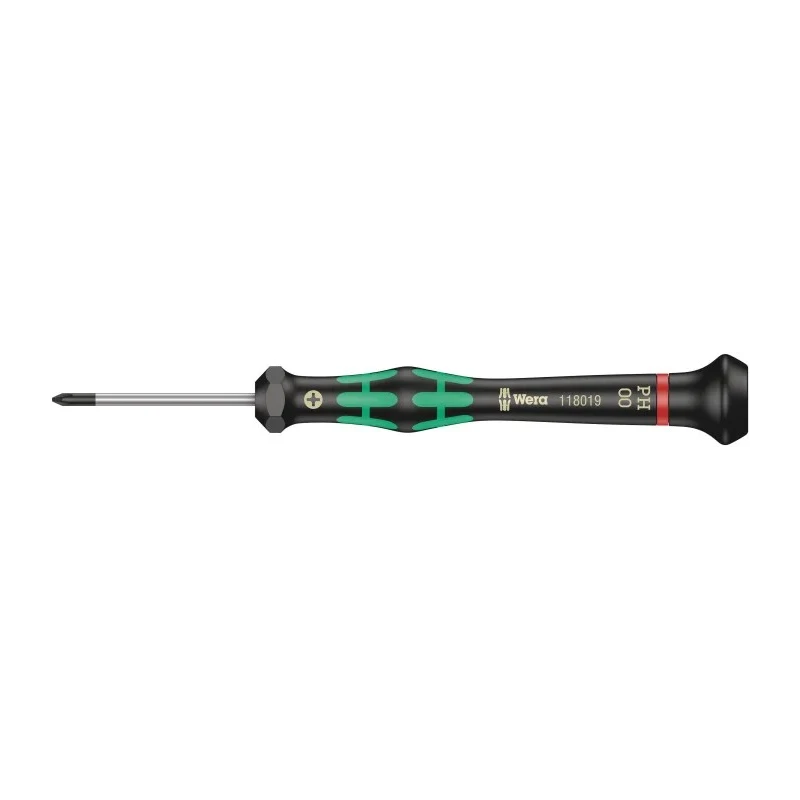 Wera Precision Screwdriver, PH00 Tip, 40 mm Blade Length, 137 mm Overall Length PH00