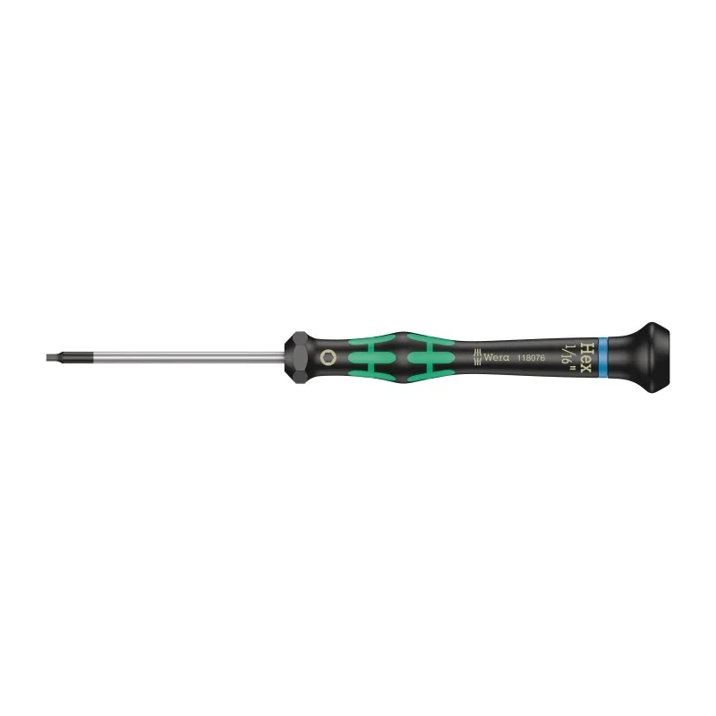 Wera Precision Screwdriver, 1/16 in Tip, 60 mm Blade, 157 mm Overall 05118076001