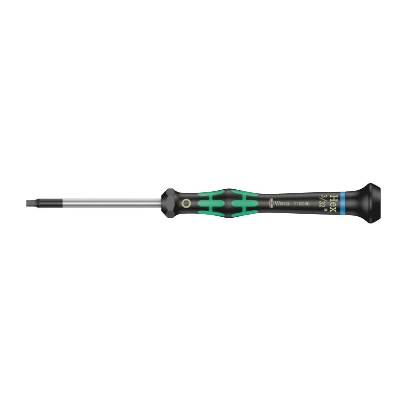 Wera Precision Screwdriver 3/32 in Tip, 60 mm Blade VDE 1000V Approved, 157 mm Overall 05118080001